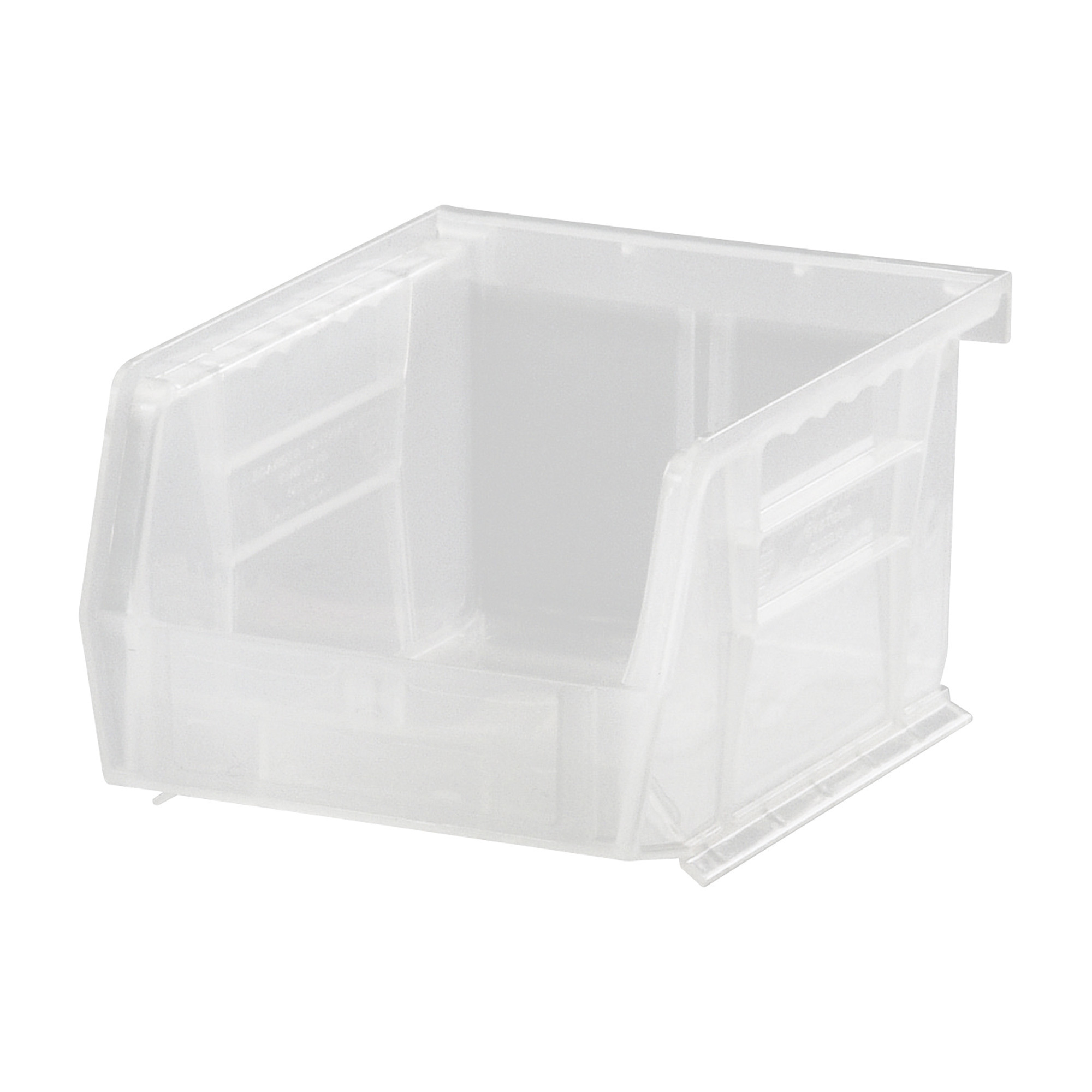 Quantum Storage Stack and Hang Bin, 5 3/8in. x 4 1/8in. x 3in., Clear, Carton of 24, Model# QUS210CLCS
